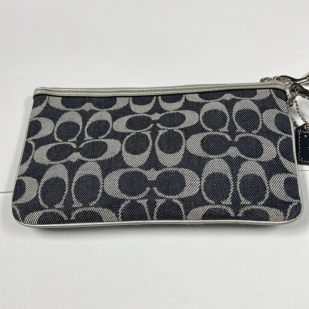 Coach Denim Canvas Large Zip Pouch Clutch Wristlet